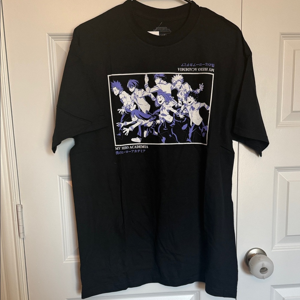 NWT Zumiez My hero academy Black Graphic Tee Sz large PTP 21.5